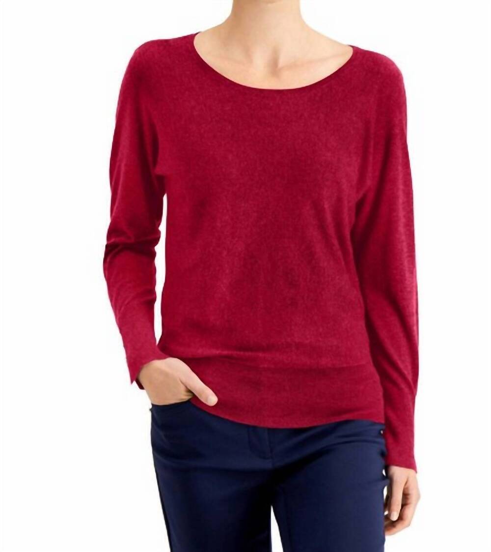 NEW JM COLLECTION rivet dolman sleeve top in red amore